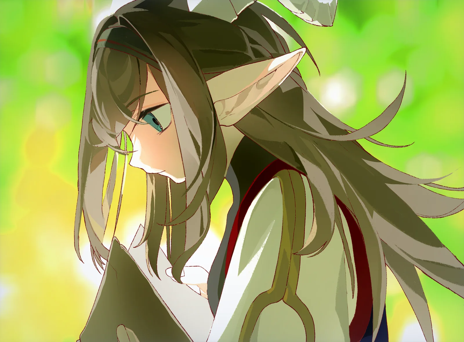 Profile of a beastfolk girl with hair caught in the wind